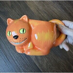 Vintage Mug Carnation Coffee Mate Orange Cheshire Cat Large Collectible Cup